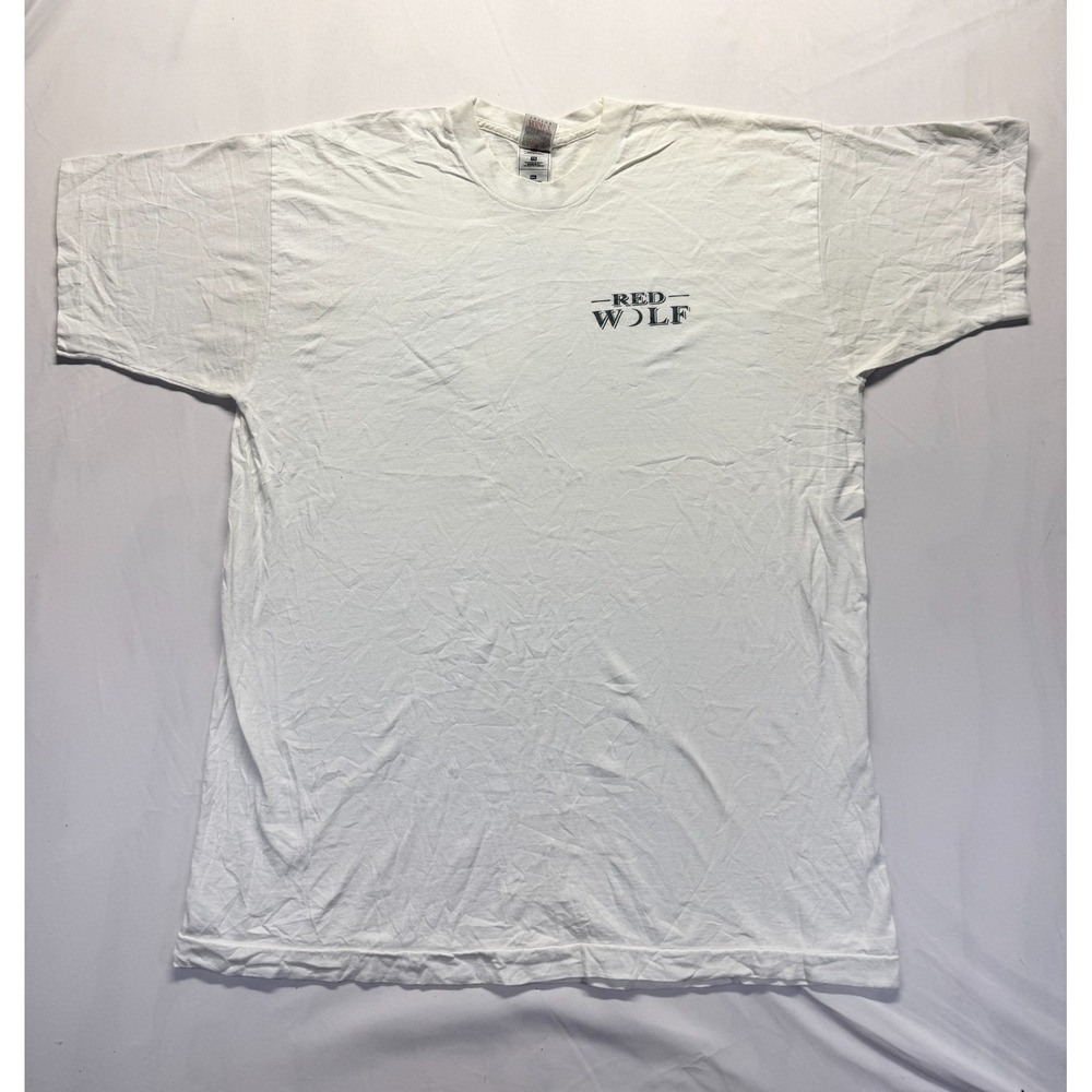 VTG Fruit of the Loom T Shirt Mens 2XL White Run With Red Wolf Single Stitch Tee
